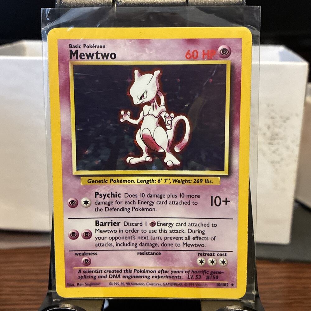 1999 Pokémon Base Set Mewtwo 10/102 Holo Rare Vintage Nintendo Wizard Game Freak